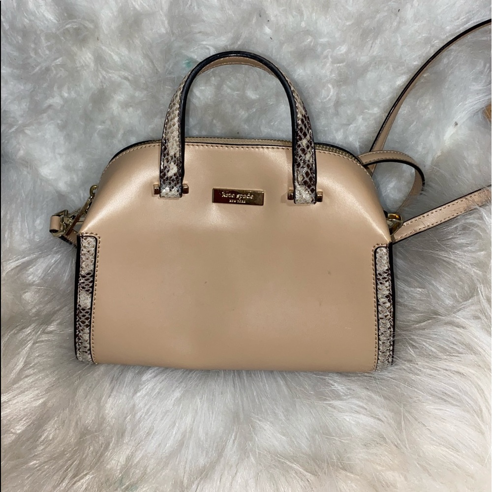 KATE SPADE nude and snakeskin crossbody bag